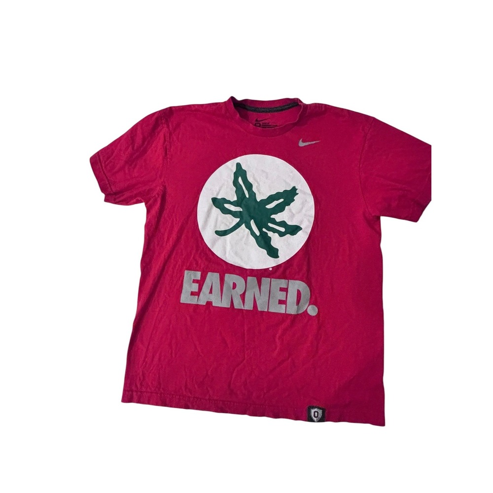 Nike Ohio State Buckeyes Earned T-Shirt Mens Red Buckeye Leaf Graphic Tee Small